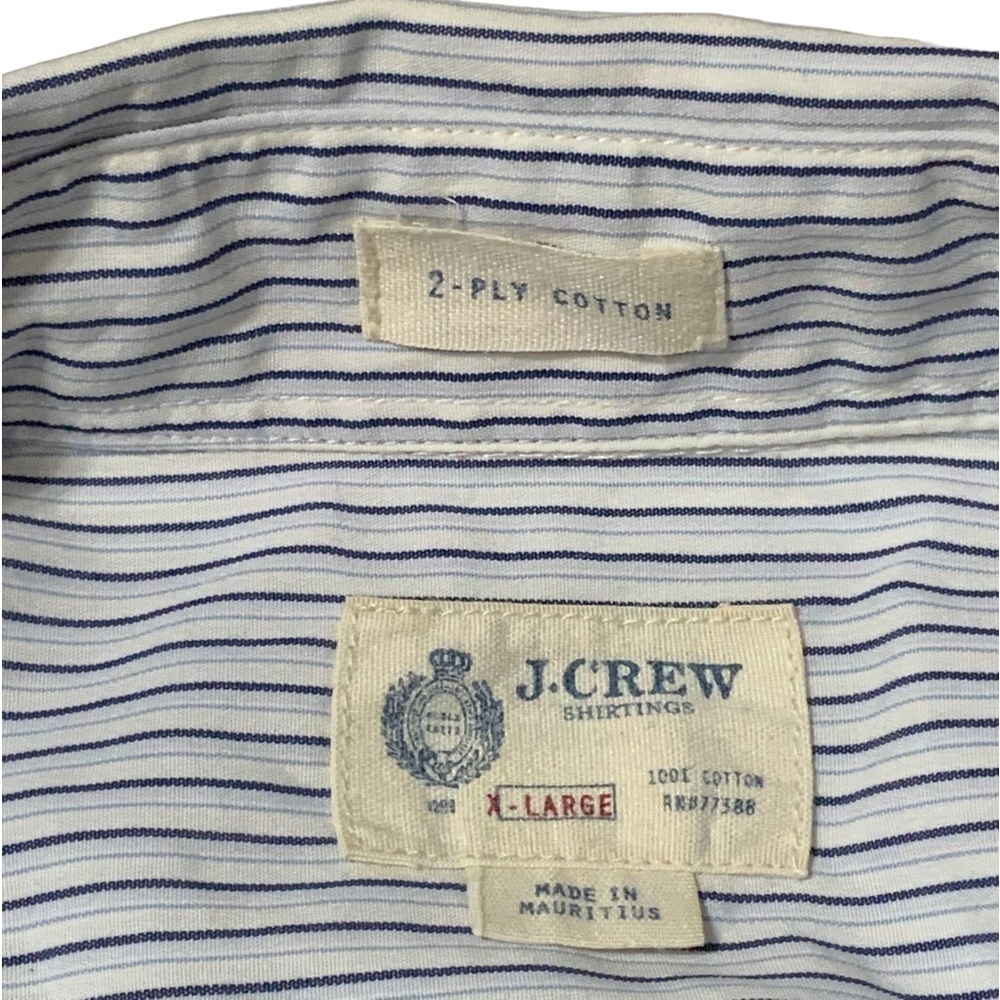 J. Crew Mens Shirt Long Sleeve Button Up Dressy Casual Preppy Pinstripe Blue XL - Picture 10 of 13